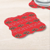 Candy Cane Heart and Holly Pattern – Festive Chris Kartonnen Onderzetters (Gekanteld)