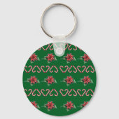 Candy Cane Heart and Holly Pattern – Festive Chris Sleutelhanger (Voorkant)