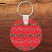 Candy Cane Heart and Holly Pattern – Festive Chris Sleutelhanger (Achterkant)