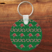 Candy Cane Heart and Holly Pattern – Festive Chris Sleutelhanger (Voorkant)