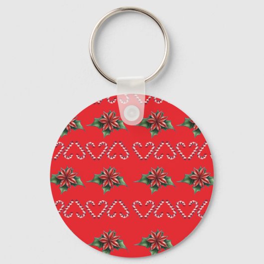 Candy Cane Heart and Holly Pattern – Festive Chris Sleutelhanger (Achterkant)