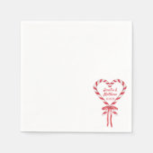 Candy Cane Heart & Bow | Aangepaste kerstbruiloft Servet (Voorkant)