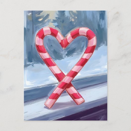 Candy Cane Heart Christmas Feestdagenkaart (Voorkant)