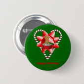 Candy Cane Heart Christmas Holiday Button Pin (Voorkant /achterkant)