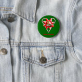 Candy Cane Heart Christmas Holiday Button Pin (In situ)