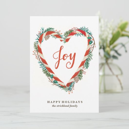 Candy Cane Heart Christmas Kaart (Staand voorkant)