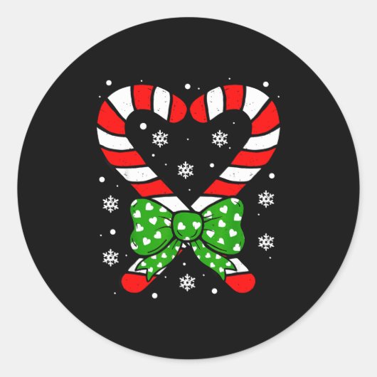 Candy Cane Heart Coquette Bow Christmas Toddler Ki Ronde Sticker (Voorkant)
