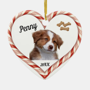 Candy Cane Heart Dog Ornament