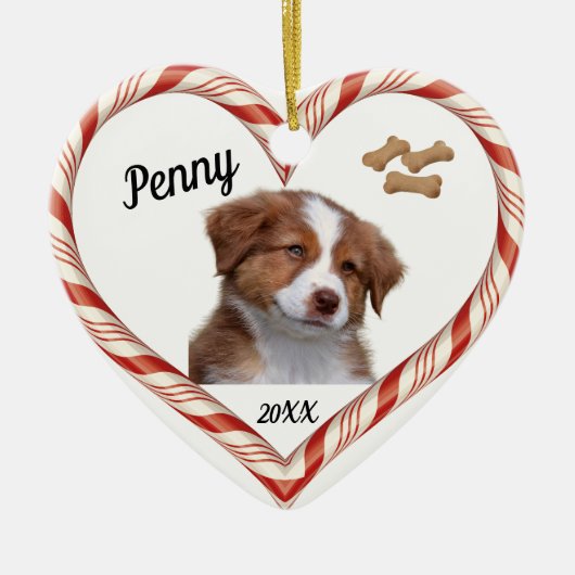 Candy Cane Heart Dog Ornament (Voorkant)