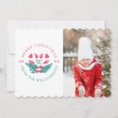 Candy Cane Heart Green Pine Kerstmis Foto Feestdagenkaart (Voorkant)