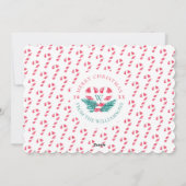 Candy Cane Heart Green Pine Kerstmis Foto Feestdagenkaart (Achterkant)