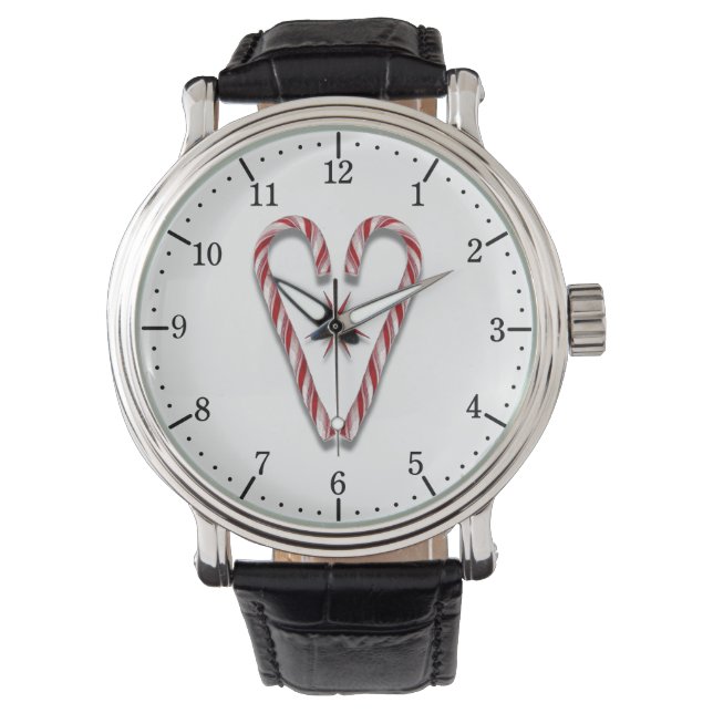 Candy Cane Heart Horloge (Voorkant)