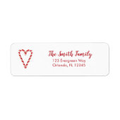 Candy Cane Heart Illustration Return Address Label (Voorkant)