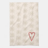 Candy Cane Heart Illustration Snowflake Pattern Theedoek (Verticaal)
