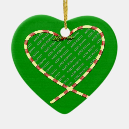 Candy Cane Heart je foto Keramisch Ornament (Voorkant)