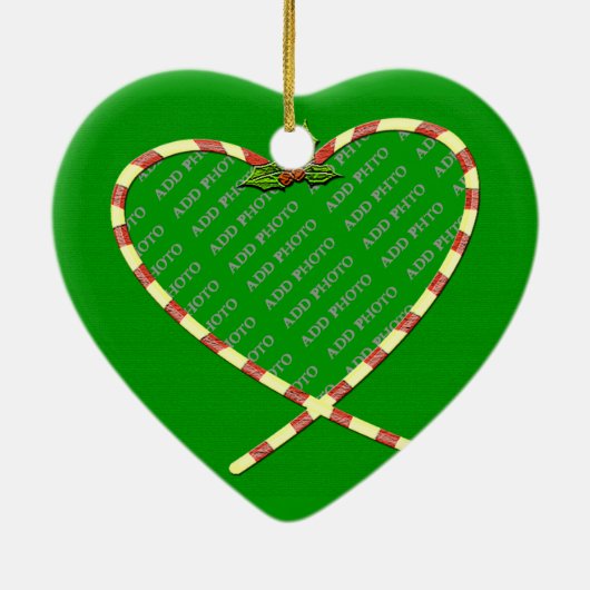 Candy Cane Heart je foto Keramisch Ornament (Achterkant)