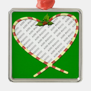 Candy Cane Heart je foto Metalen Ornament