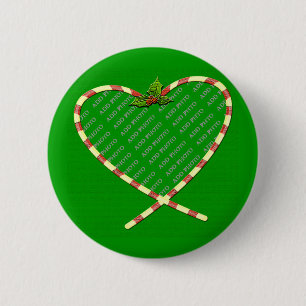 Candy Cane Heart je foto Ronde Button 5,7 Cm