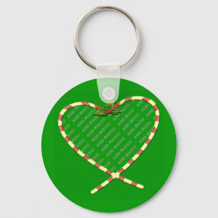 Candy Cane Heart je foto Sleutelhanger