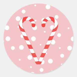 Candy Cane Heart Kerstmis Klassic Round Sticker