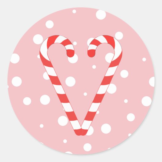 Candy Cane Heart Kerstmis Klassic Round Sticker (Voorkant)