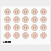 Candy Cane Heart Kerstmis Klassic Round Sticker (Vel)