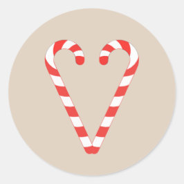 Candy Cane Heart Kerstmis Klassic Round Sticker