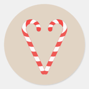 Candy Cane Heart Kerstmis Klassic Round Sticker