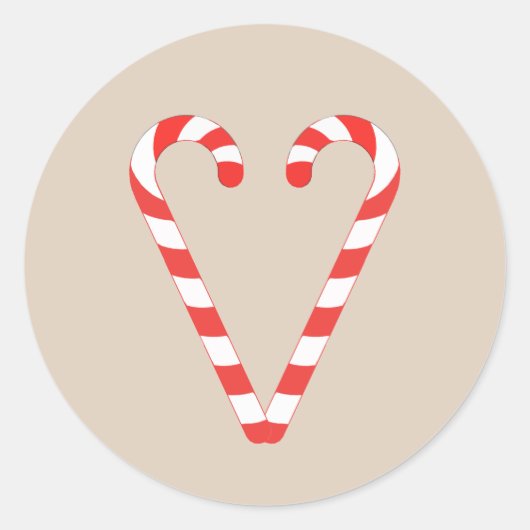 Candy Cane Heart Kerstmis Klassic Round Sticker (Voorkant)