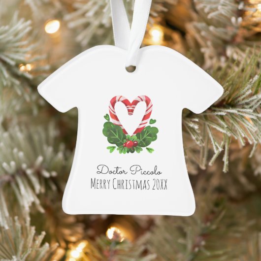 Candy Cane Heart Merry Christmas DOCTOR Naam Jaar Ornament (Boom)