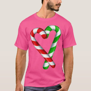 Candy Cane Heart Merry en Bright Red Green Snoep T-shirt
