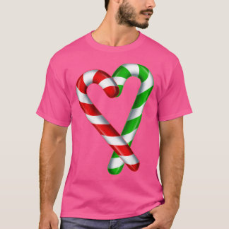 Candy Cane Heart Merry en Bright Red Green Snoep T-shirt