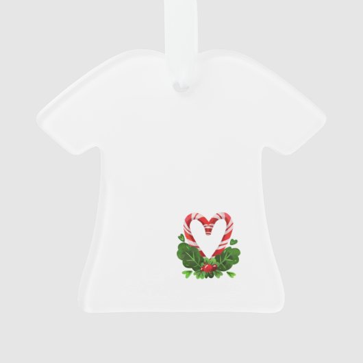 Candy Cane Heart Merry Kerstmis Naam Jaar Ornament (achterkant)