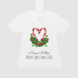 Candy Cane Heart Merry Kerstmis Naam Jaar Ornament