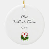 Candy Cane Heart Merry Kerstyear-leerlingennaam Keramisch Ornament (Achterkant)