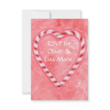 Candy Cane Heart RSVP Response Kaart Winter Weddin