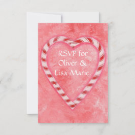 Candy Cane Heart RSVP Response Kaart Winter Weddin