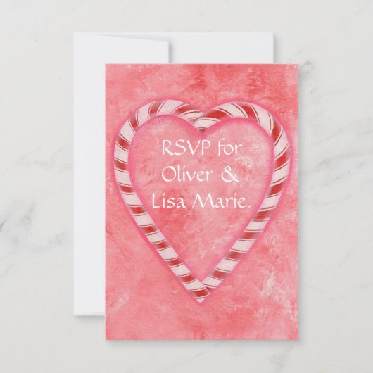 Candy Cane Heart RSVP Response Kaart Winter Weddin (Voorkant)