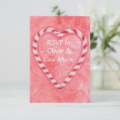 Candy Cane Heart RSVP Response Kaart Winter Weddin (Staand voorkant)
