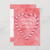 Candy Cane Heart RSVP Response Kaart Winter Weddin (Voorkant / Achterkant)