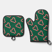 Candy Cane Heart Screwball Graphics Holiday Ovenwant & Pannenlap Set (Voorkant)