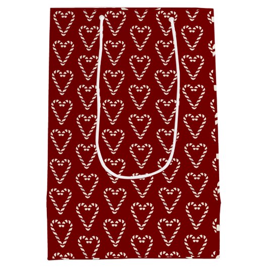 Candy Cane Heart Shape Merry Christmas Medium Cadeauzakje (Achterkant)