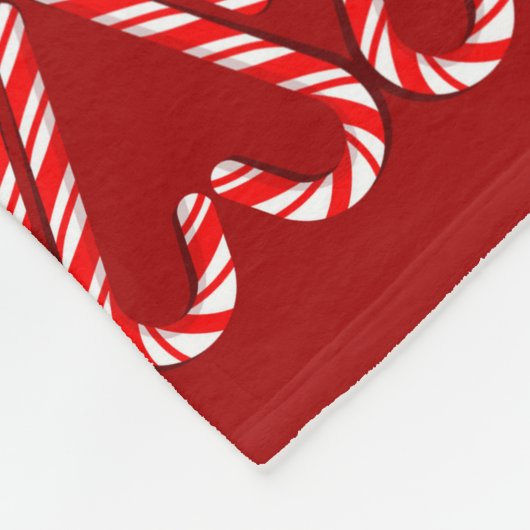 Candy Cane Heart Stripes op rood - Kerstmis Fleece Deken (Hoek)