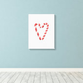 Candy Cane Heart Sweet Christmas Holiday Canvas Afdruk (Insitu (Houten vloer))
