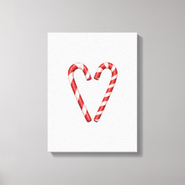 Candy Cane Heart Sweet Christmas Holiday  Canvas Afdruk