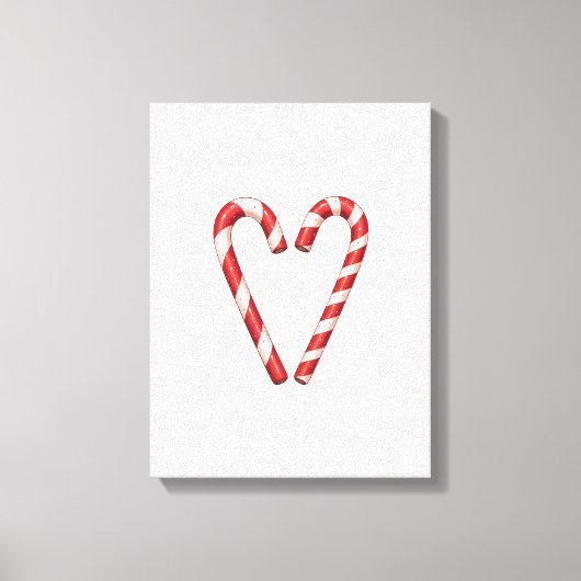 Candy Cane Heart Sweet Christmas Holiday Canvas Afdruk (Voorkant)