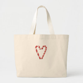 Candy Cane Heart Sweet Christmas Holiday Grote Tote Bag
