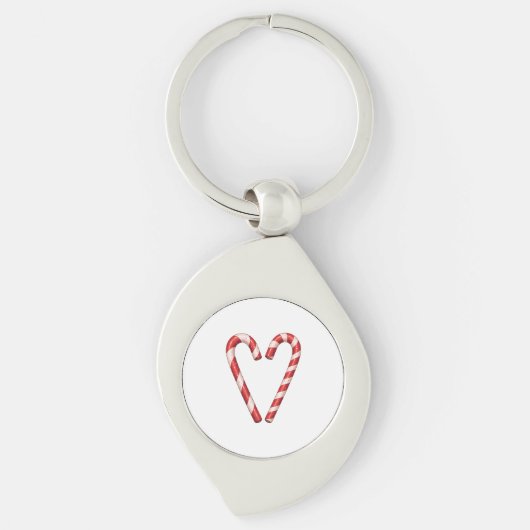 Candy Cane Heart Sweet Christmas Holiday Sleutelhanger (Voorkant)