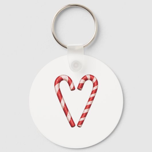 Candy Cane Heart Sweet Christmas Holiday Sleutelhanger (Voorkant)