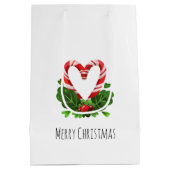 Candy Cane Heart Vrolijk Kerstfeest Feestelijke va Medium Cadeauzakje (Achterkant)